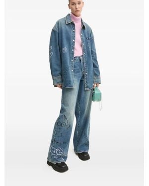 Miss Sixty X Keith Haring Printed Wide-Leg Jeans - Blue