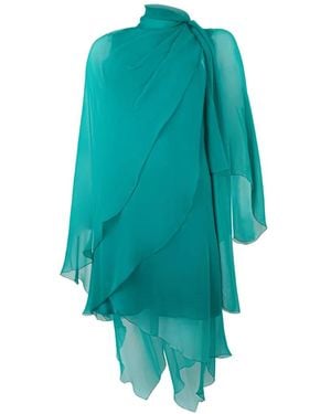 Alberta Ferretti Asymmetric Layered Mini Dress - Blue