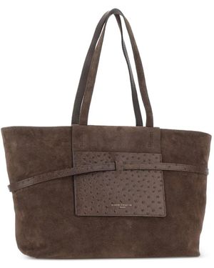 Gianni Chiarini Belty Ostrich-Effect Suede Shoulder Bag - Brown