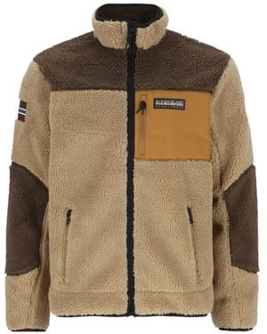 Napapijri Yupik Panelled Fleece Jacket - Brown