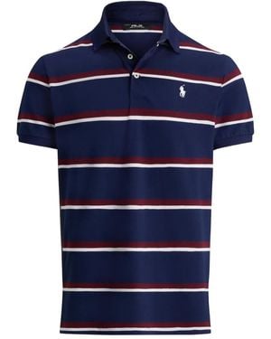 Ralph Lauren Striped Pique Polo Shirt - Blue