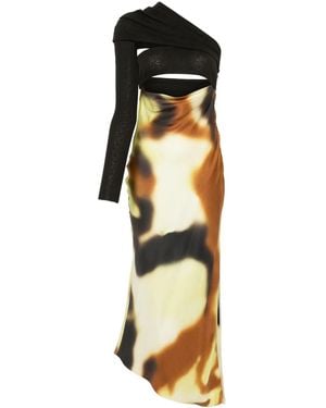Nanushka Draped-Detail Open-Back Midi Dress - Metallic