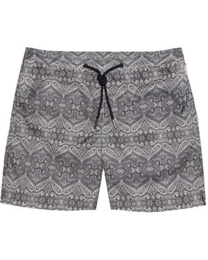 Orlebar Brown Bulldog Drawcord Patterned Swim Shorts - Grey