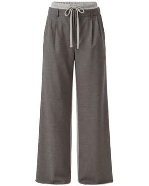 Monse Layered-Waistband Drawstring Track Trousers - Grey