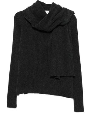 Christian Wijnants Ribbed-Knit Scarf-Detail Sweater - Black
