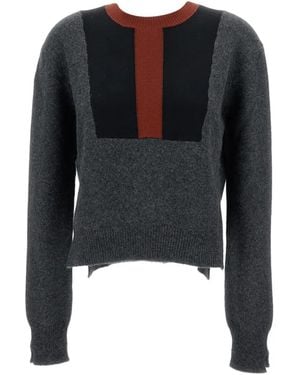 Plan C Colorblock Round-Neck Sweater - Black