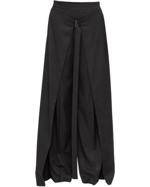 Nissa Layered Wide-Leg Trousers - Black