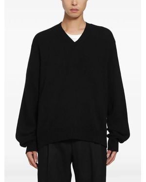 SALON C. LUNDMAN Medium-Gauge V-Neck Jumper - Black