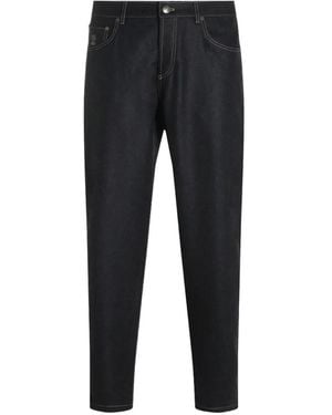 Brunello Cucinelli Contrast-Stitch Straight-Leg Trousers - Black