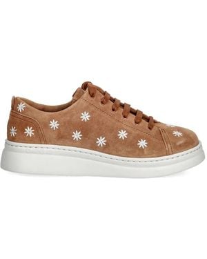 Camper Floral Lace-Up Trainers - Brown