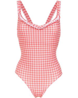 Amir Slama Plaid Swimsuit - Red