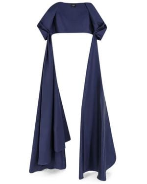 LAVI COUTURE Pleated Satin Stole - Blue