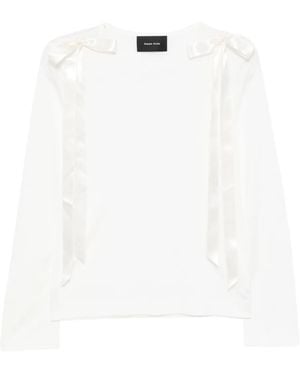 Simone Rocha "Bow Ribbon Tail" Long Sleeve T-Shirt - White