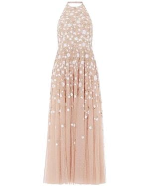 Needle & Thread Trailing Roses Halter-Neck Gown - White