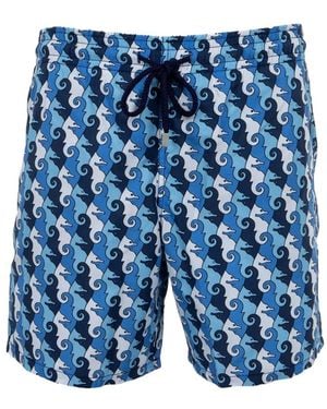 Vilebrequin X Mary Katrantzou Seahorse-Print Swim Shorts - Blue