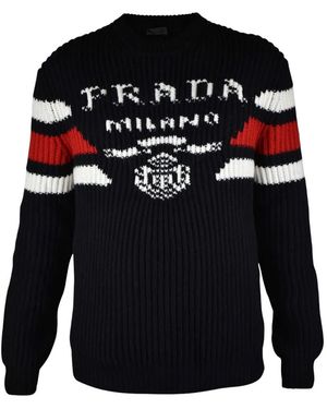 Prada Logo Crew Neck Jumper - Black