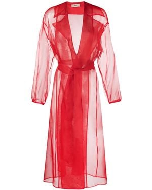 Herno Sheer Belted Silk Coat - Red