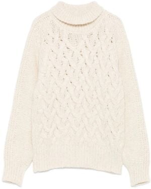Eleventy Rollkragenpullover Mit Zopfmuster - Natur