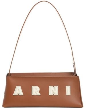 Marni Leren Schoudertas - Bruin