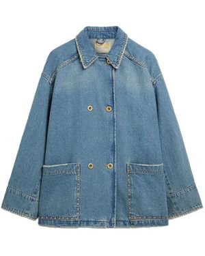 Momoní Stud-Embellished Double-Breasted Jacket - Blue