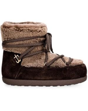 Baldinini Shearling-Trim Lace-Up Boots - Brown