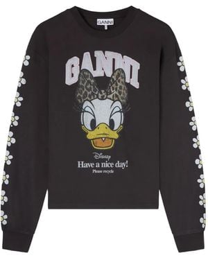 Ganni X Disney Daisy Duck Long-Sleeve T-Shirt - Black