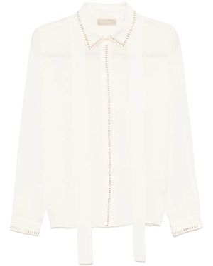 Elie Saab Stud-Embellished Silk Shirt - White