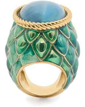 Roberto Cavalli スカラップ ストーン リング - グリーン
