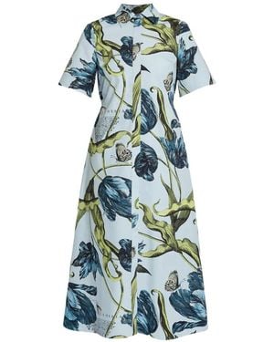 Erdem Tulip-Print Midi Dress - Blue