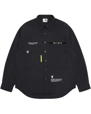 Aape By A Bathing Ape Text-Print Shirt - Blue