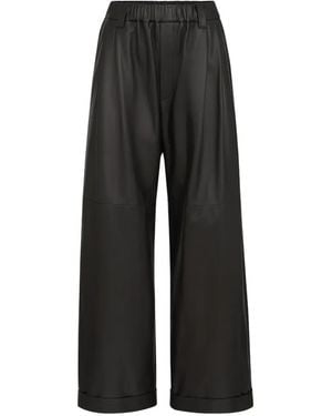 Brunello Cucinelli Nappa-Leather Baggy Trousers - Black