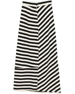 Yohji Yamamoto Striped Maxi Skirt - Black