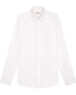 Fursac Honeycomb-Textured Bib-Panel Slim-Fit Shirt - White