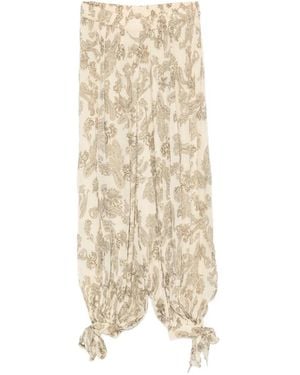Hemant & Nandita Dani Paisley-Print Tie-Cuff Trousers - Natural