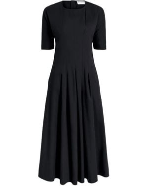 Proenza Schouler Ainsley Pleated Short-Sleeve Midi Dress - Black