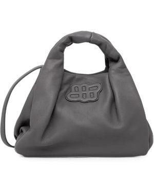 Munthe Logo-Patch Ruched Tote Bag - Black