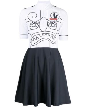 Charles Jeffrey Face-Print Flared Minidress - Blue