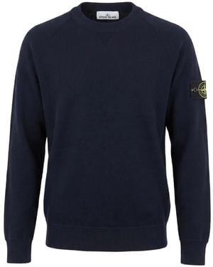 Stone Island Logo-Patch Raglan-Sleeve Jumper - Blue