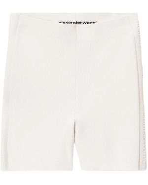 Alexander Wang Logo-Stripe Ribbed Shorts - White