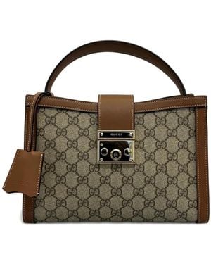 Gucci Medium Padlock Gg-Supreme Tote Back - Black