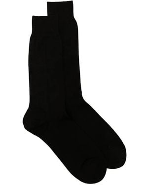 ZEGNA Chaussettes En Maille À Design Côtelé - Black