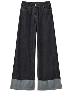 Twinset Vaqueros Con Dobladillo Plegable - Azul