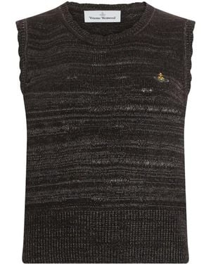 Vivienne Westwood Orb-Embroidered Distressed Jumper Vest - Black