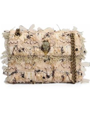 Kurt Geiger Kensington Bead-Embellished Tweed Shoulder Bag - Natural