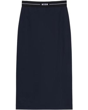 MSGM Fitted Midi Skirt With Comfort Waistband - Blue
