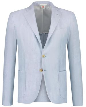Luigi Borrelli Napoli Herringbone Blazer - Blue