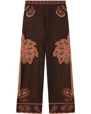 Alanui Wild Wonder Foulard Palazzo Trousers - Brown