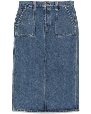 KHAITE Genevieve Midi Skirt - Blue