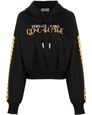 Versace Jeans Couture Logo Couture-Print Hoodie - Black