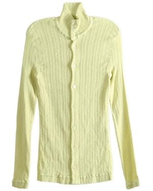 Issey Miyake Rill Ribbed High-Neck Cardigan - Yellow